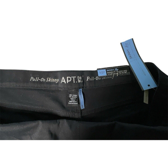 Apt. 9 Pull-On Skinny Leg Jeans Women's 16P Black Stretch Denim Mid Rise NWT - Picture 6 of 11